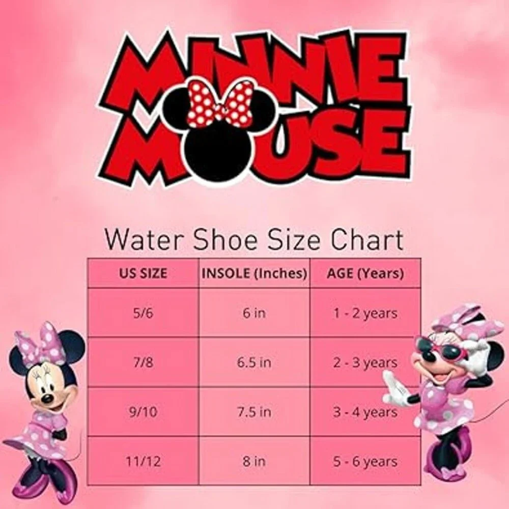 Disney Baby Girls 7-8 Toddler Red Minnie Mouse Water Sandal Bungee Closure Shoes